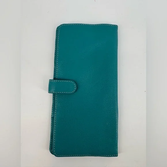 Travel Passport Holder Wallet Holder Blue Genuine Leather Card Cover - Picture 1 of 6